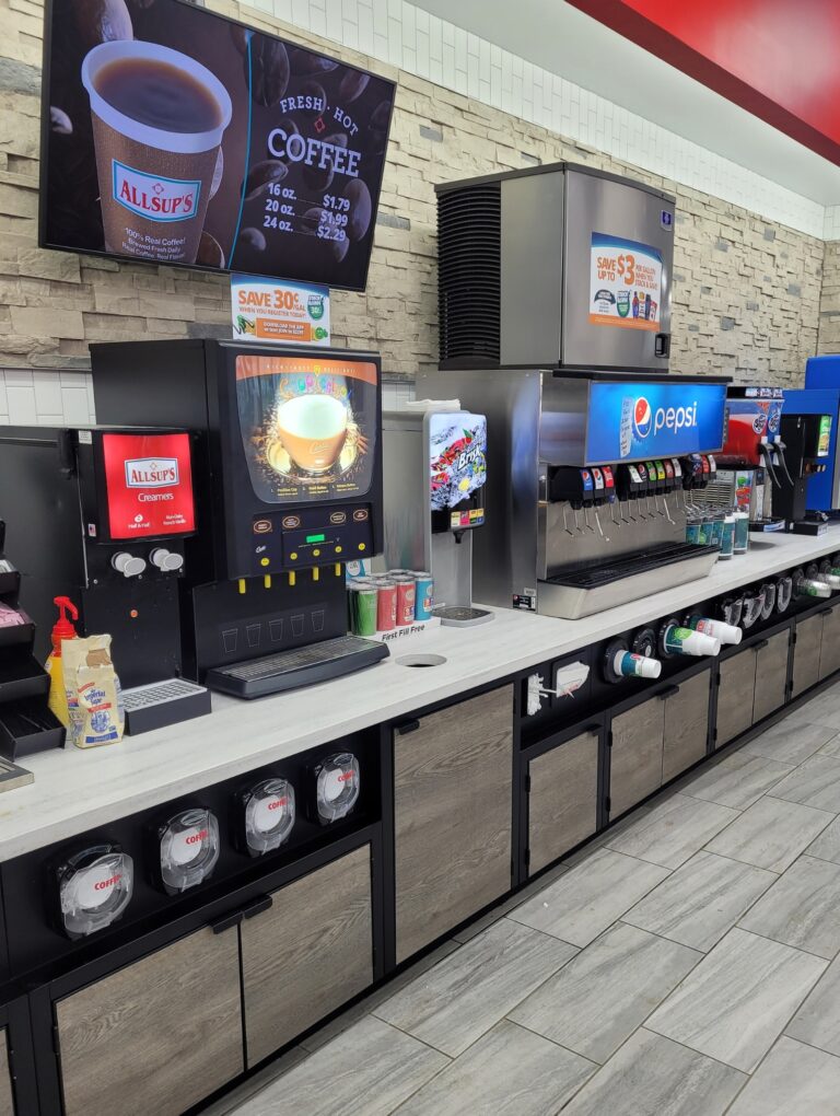 Custom millwork coffee bar in retail store